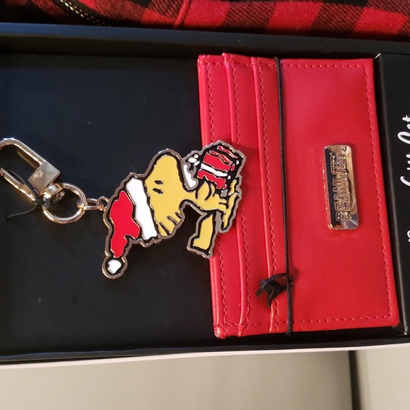 PEANUTS red black Buffalo check mini Backpack wallet keychain 3 pc gift set NWT - Picture 5 of 7